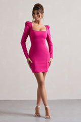 Ainsley | Hot Pink Long-Sleeve Mini Dress