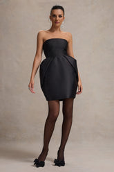 Lovebug | Black Bandeau Mini Dress With Tulip Skirt