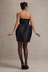 Lovebug | Black Bandeau Mini Dress With Tulip Skirt