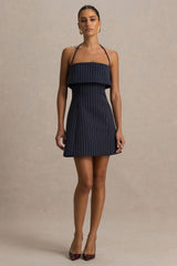 Ember | Navy Pinstripe Square-Neck Mini Dress