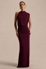 Umaira | Burgundy High-Neck Maxi Dress
