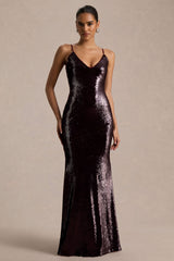 Lenor | Burgundy Plunge-Neck Maxi Dress