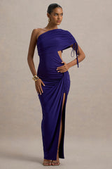 Trance | Blue Asymmetric Maxi Dress with Split