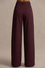 Asteria | Burgundy Pinstripe Wide-Leg Trousers