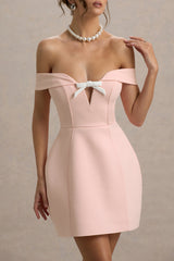 Lavender | Pink Sweetheart Mini Dress With Bow Detail