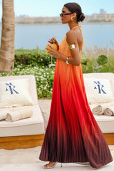 Anacapri | Orange Ombre Halter-Neck Backless Maxi Dress