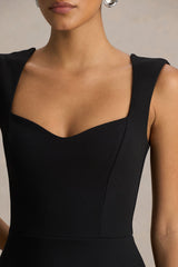Andromeda | Black Sweetheart-Neck Midi Dress