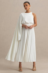 Paradise | White Cape-Sleeve Jumpsuit