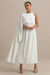 Paradise | White Cape-Sleeve Jumpsuit