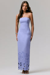 Samara | Purple Bandeau Maxi Dress With Cut-Out Crochet Hem