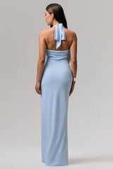 Shooting Star | Powder Blue Plunge-Neck Wrap Maxi Dress With Waist Detail