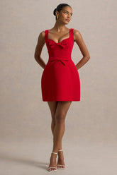 Corey | Red Sweetheart Mini Dress With Bow Details