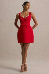 Corey | Red Sweetheart Mini Dress With Bow Details