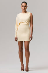 Delia | Pale Lemon One-Sleeve Mini Dress