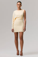 Delia | Pale Lemon One-Sleeve Mini Dress