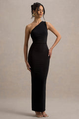 Venetia | Black One-Shoulder Tie-Back Maxi Dress