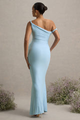 Lita | Powder Blue Twisted Asymmetric Maternity Maxi Dress
