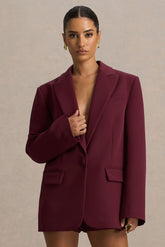 Katherine | Burgundy Plunge-Neck Tailored Blazer