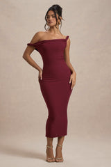 Salome | Berry Twisted Asymmetric Midi Dress
