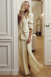 Spencer | Cream Chiffon Pleated Maxi Skirt