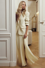 Spencer | Cream Chiffon Pleated Maxi Skirt