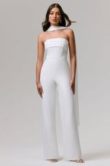 Enchanted | White High-Neck Jumpsuit With Scarf