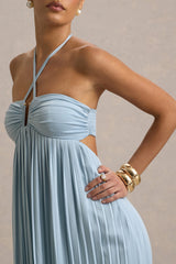 Elayne | Powder Blue Halter-Neck Maxi Dress With Cut-Out Detail