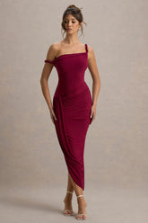 Angelique | Burgundy Twisted Asymmetric Maxi Dress