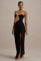 Feleicia | Black Sweetheart Cut-Out Maxi Dress With Split