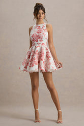 Waverly | Pink Porcelain Print Racer-Neck Sleeveless Skater Mini Dress
