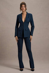 Wonder Woman | Navy High Waist Tailored Trousers With Hem Split