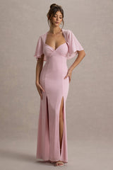 Stila | Pale Pink Plunge-Neck Maxi Dress With High Front Split