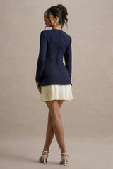 Lysette | Navy Sweetheart Long-Sleeve Stretch Mini Dress