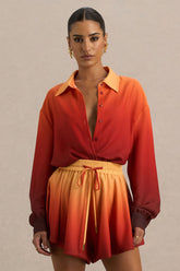 Rowan | Ombre Satin Shirt with Plunge Neckline