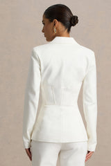 Unbeaten | White Fitted Corset Blazer Jacket
