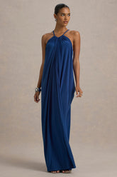 Tammy | Blue Halter-Neck Slip Maxi Dress