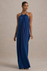 Tammy | Blue Halter-Neck Slip Maxi Dress