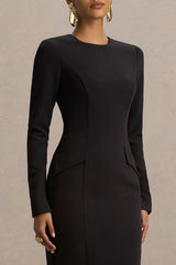 Vaila | Black Crew-Neck Maxi Dress