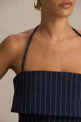 Ember | Navy Pinstripe Square-Neck Mini Dress
