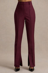 Wonder Woman | Burgundy High Waist Tailored Trousers With Hem Split