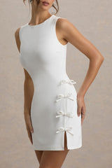 Kalina | White Mini Dress With Bow Detail
