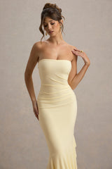 Capria | Pale Lemon Bandeau Wrap Maxi Dress