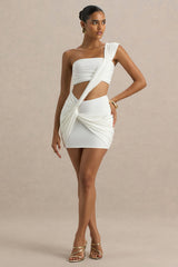 Wilma | White Asymmetric Micro-Mini Dress With Open-Back And Cut-Out Detail