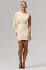 Delia | Pale Lemon One-Sleeve Mini Dress