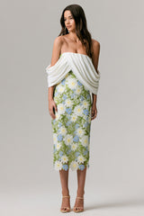 Entitled | Cream Floral Lace Bardot Midi Dress