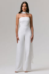 Enchanted | White High-Neck Jumpsuit With Scarf