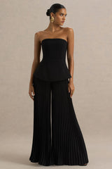 Feeling Good | Black Bandeau Jumpsuit With Pleated Trouser