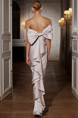 Talulla | Champagne Satin Bandeau Maxi Dress With Ruffled Detail