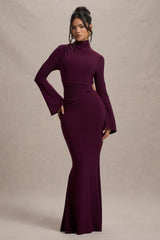 Anderson | Burgundy High-Neck Cut-Out Maxi Dress