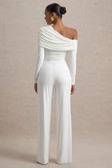 Gracious | White Jumpsuit With Asymmetric Neckline